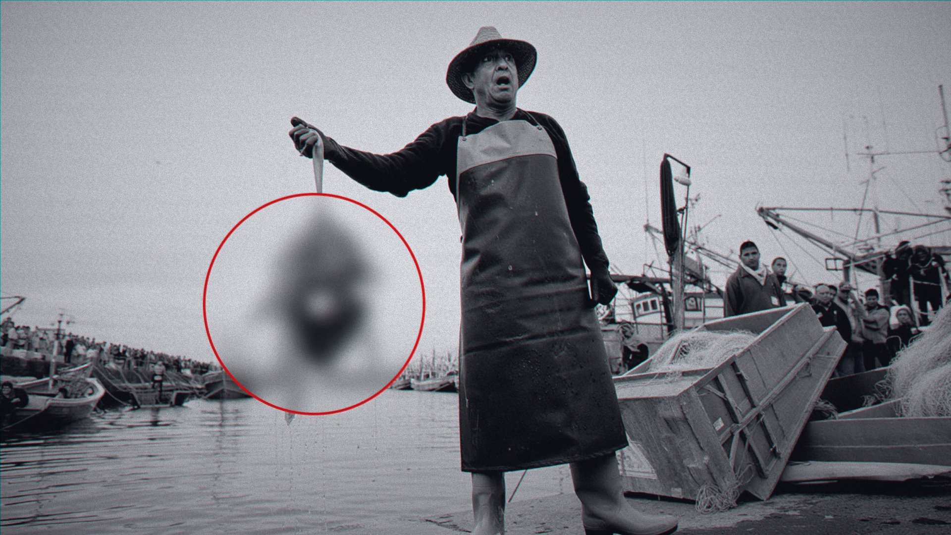 Fisherman holding unusual sea creature